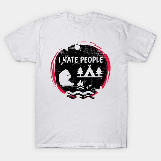 Camping Hiking I Hate People I Ate People Funny Bear T shirt T-Shirt by sheepmerch